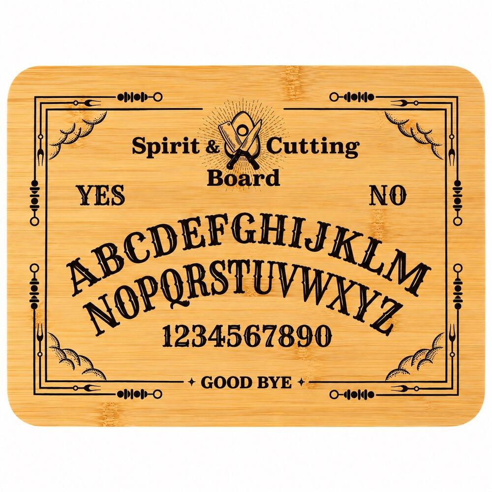 Spirit Cutting Board Ouija Inspired Bamboo Halloween Gothic Kitchen Decor NWOT